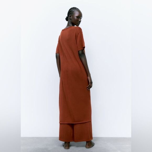 KNIT LINEN BLEND DRESS WITH SLIT - Picture 5 of 9